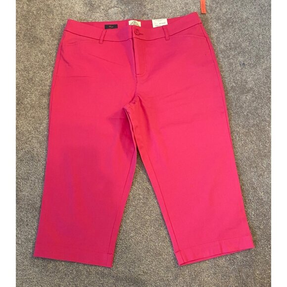 NWT St. John’s Bay Pink Capri Cropped Pants Secretly Slender Classic Fit Size 14 - Picture 1 of 16